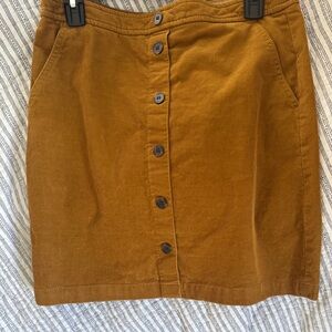 J. Crew Mustard Button-Down Corduroy Skirt